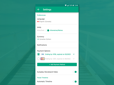 Daily007 - Settings app dailyui green setting travel tripadvisor ui