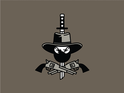 Ninjacowboy cowboy fantasy football gun illustration logo ninja pistol sports sword team