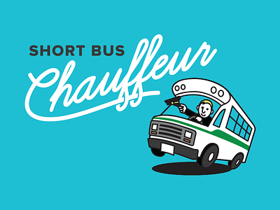 Short Bus Chauffeur Concept 3 bus chauffeur fun illustration logo party script short