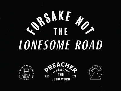 Lonesome Road badge bag duffel icon lockup preacher type typography