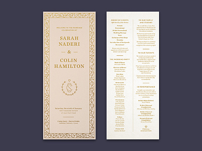 Sarah & Colin Wedding Program