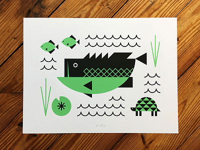 Afterhours 2016 bass fish illustration poster turtle
