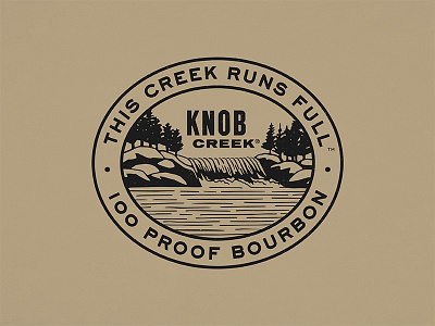 Knob Creek badge bourbon creek illustration trees water whiskey