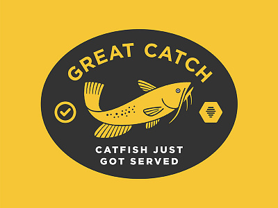 Great Catch badge catfish fish sticker