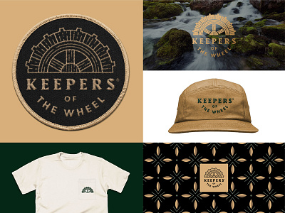 Keepers of the Wheel Pt. 2 branding logo patch pattern swag water wheel watermill whiskey