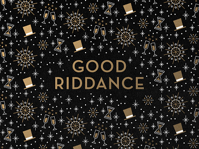 Good Riddance 2017 champagne firework hourglass new year party hats pattern