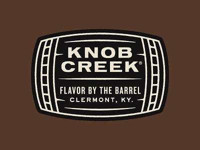 Flavor by the Barrel badge barrel branding knob creek logo patch typography whiskey