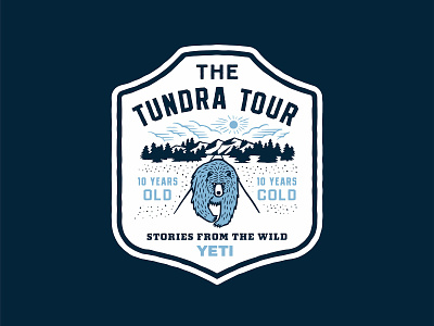 The Tundra Tour anniversary badge bear cold illustration mountians outdoors shield wild yeti