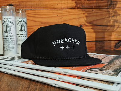 Preacher Pluses branding hat letters merch preacher