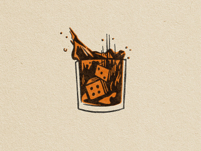 Splash bourbon dice illustration luck whiskey