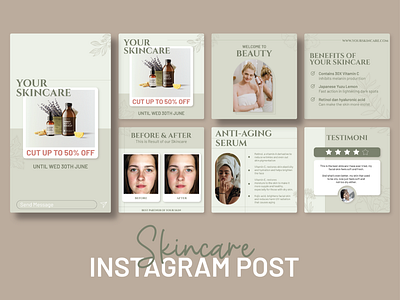Skincare Instagram & Story Post graphic design instagram skincare template instagram template skincare instagram