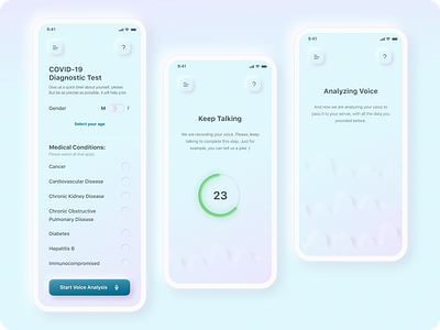 COVID Diagnostic Test App #2 app application clean ui concept covid covid 19 creative design interface light medical neumorphic skeuomorph ui ux