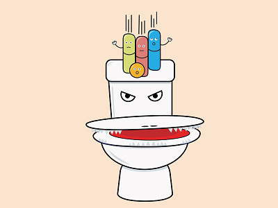 Pills and Co not in H2O colours illustration logodesign pills toilette