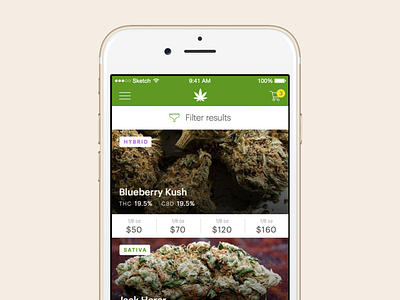 Hello Dribbble! ios mobile app weed