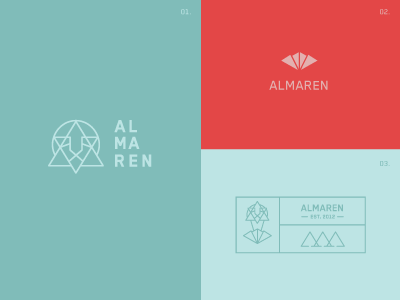 Almaren Logo Options branding design geometry lines lockup logo merlion shapes simple singapore triangles typography