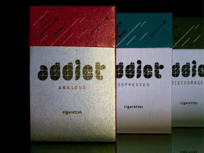 Addict Packaging 3d addiction branding cigarettes color emotion experience form interactipm packaging shapes typography