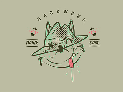 Doinkcom Hackweek acorn brain drool green illustration offset pink squirrel tongue tshirt typography zombie