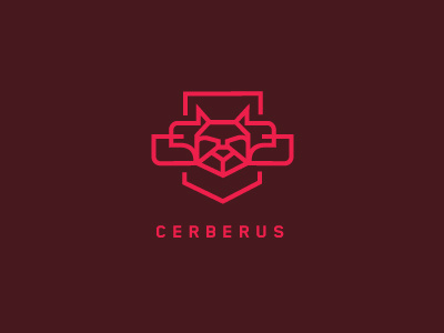 Cerberus-second options cerberus dog flat heads icon line logo maroon pink shapes simple
