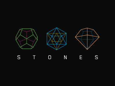 Stones fluorescent geometry lines logo psychedelic shapes shirt stone