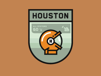 Final Houston Space Helmet Badge badge branding helmet houston orange retro rover space