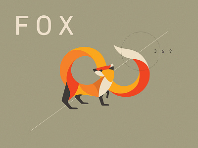 Fox animal fox green infinity loop minimal orange shapes type