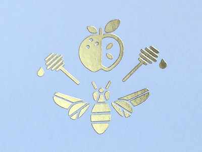 Honey Apple apple bee foil gold greeting card honey honey apple shana tova simple
