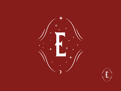 Reversed Holiday Party Logomark holiday party lines logomark magic moon ornate saloon stars typography