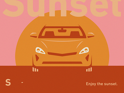 Driving in the Sunset car color layout minimalism orange pink shapes sunset terra cotta type vehicle