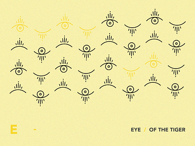 Eye of the tiger closed eye letter e open pattern type yellow