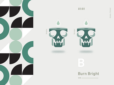 Burn Bright candle contrast green layout shadow shapes skull type