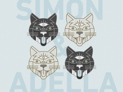 Simon <3 Adella cat color feline fun line spirtual third eye type