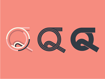 Q dimension display expression fun letterform lines q salmon shapes tail type