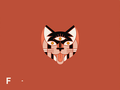 Fe-line animal cat eyes feline geometric graphic head line minimalistic orange pop shapes third eye