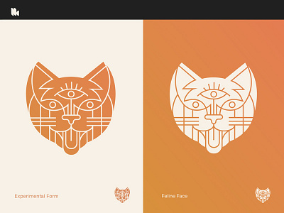 logo of a cat animal branding cat cutout feline fun geometric lines logo minimalistic modern mysterious orange shapes simple