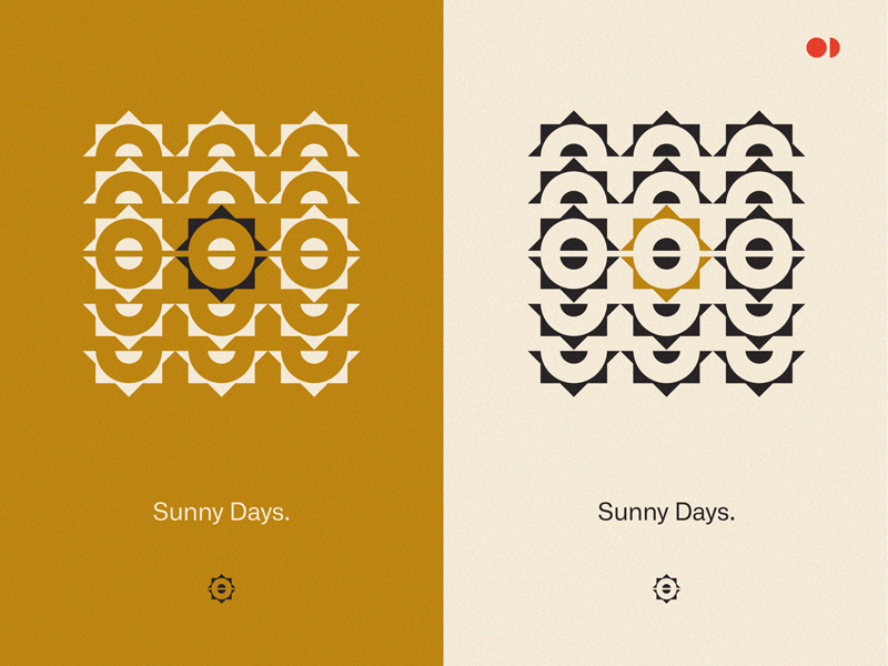 Sunny Days highlight red circles triangles fun minimalistic geometry shapes yellow mustard sun poster
