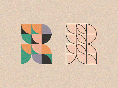 Letter R display experimentsl fin form geometry green half circle letter line orange pink purple r retro shapes typeface typography union