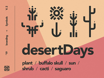 desertdays branding buffalo cacti desert geometry heay icon line logo minimalism nature plant saguaro shapes shrub skull summer symbolda vista