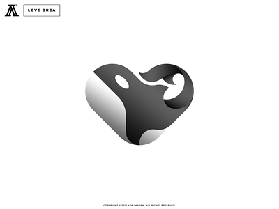LOVE ORCA animal branding design fish heart icon identity illustration killer logo logomark love ocean orca sea ui whale