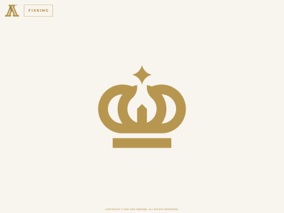 FIXKING (CROWN + WRENCH) branding building crown design fix fixing icon illustration king logo logomark mark negative space repair royal royalty service star ui wrench