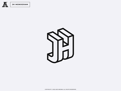 JH MONOGRAM 3d branding design hj icon jh letter lettering logo logomark mark monogram type typography