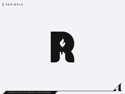 Rekindle candle design icon illustration lettering logo logomark logotype mark negative space r typography