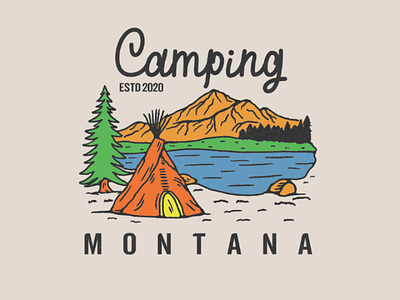 Camping artwork badge design vintage
