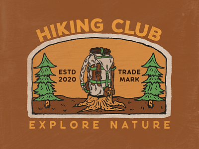 Hiking club badge vintage artwork design