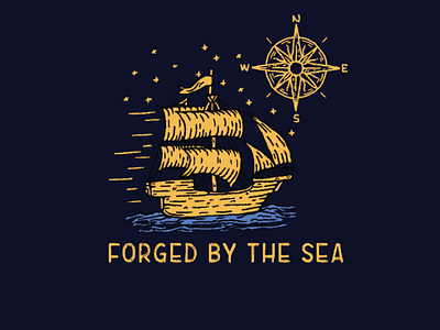 Forged by the sea vintage badge design artwork