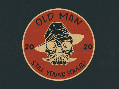 Old man vintage badge logo design