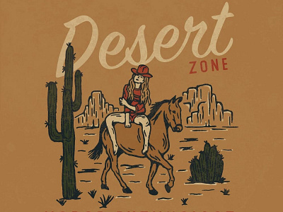 Desert zone apparel artwork badass badge brand branding clothing brand desert design horse illustration teesdesign texture vintage
