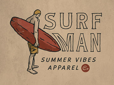 Surfman apparel artwork badass badge design illustration logo surfing teesdesign vintage