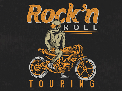 Rock’n Roll apparel apparel design artwork badge design helm illustration logo machine motorcycle ride teesdesign tour vintage wheel