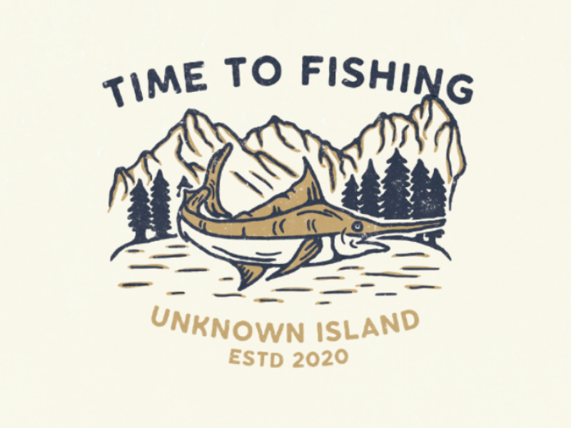 Time to fishing design vintage illustration