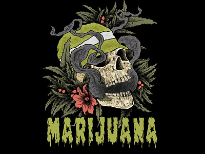 marijuana skull artwork